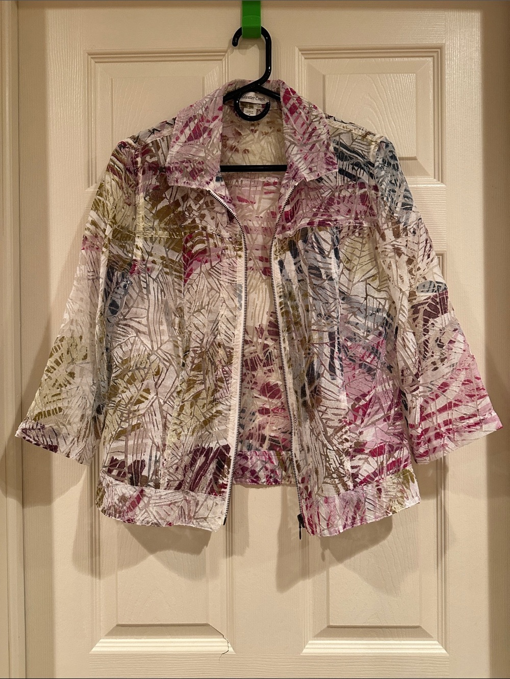 Coldwater Creek Palm-Print Zip Front Jacket